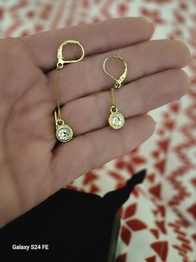 Amazon Gold Crystal Drop Earrings with Clear Stones